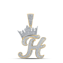 1 7/8CTW-DIA ANA M CROWN INITIAL "H" MENS PENDANT