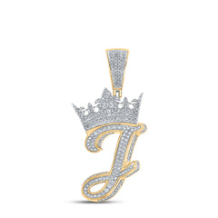 1 1/4CTW-DIA ANA M CROWN INITIAL "J" MENS PENDANT