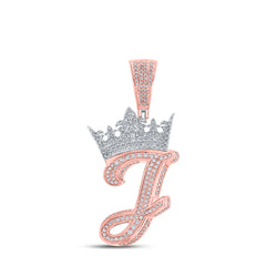 1 1/4CTW-DIA ANA M CROWN INITIAL "J" MENS PENDANT