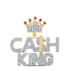 10K Yellow Gold 1/2 CTW-Natural Diamond P1P2 1/20 Ct-Ruby "Cash King" Mens Charm 5.38 Gram