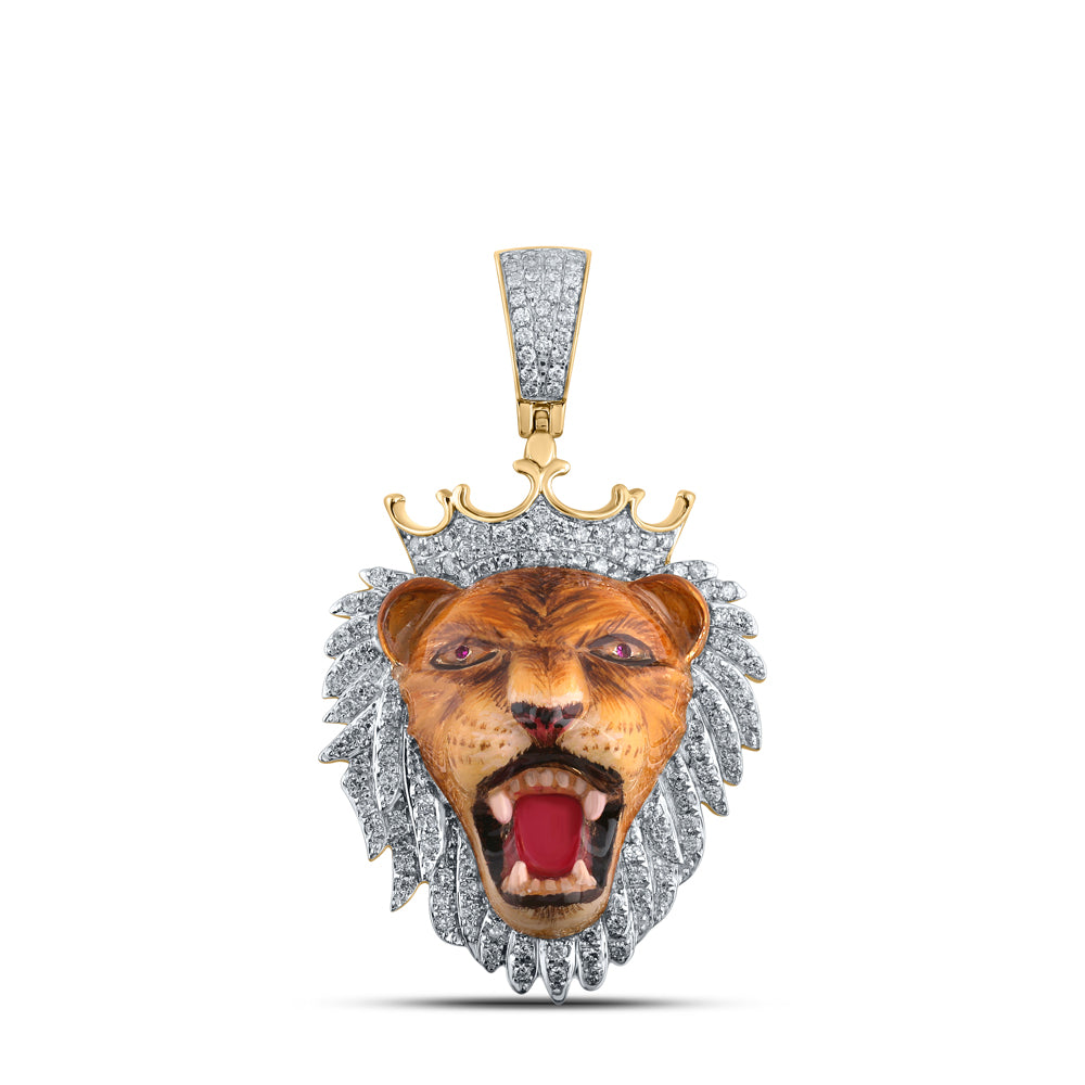 1 7/8CTW-DIA CN LION FACE MENS CHARM
