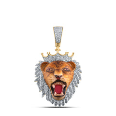 1 7/8CTW-DIA CN LION FACE MENS CHARM