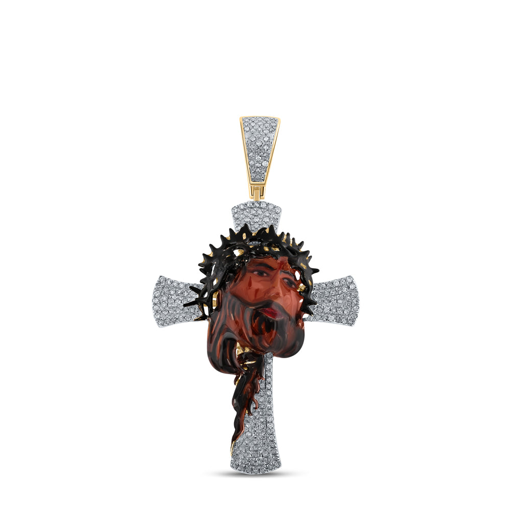 1/2CTW-DIA P1P2 CROSS JESUS MENS CHARM