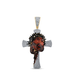 1/2CTW-DIA P1P2 CROSS JESUS MENS CHARM