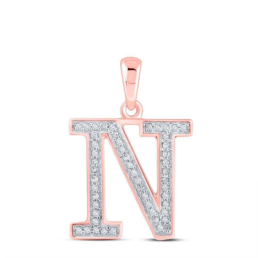 1/10TW-DIA P1P2 LADIES INITIAL "N" PENDANT