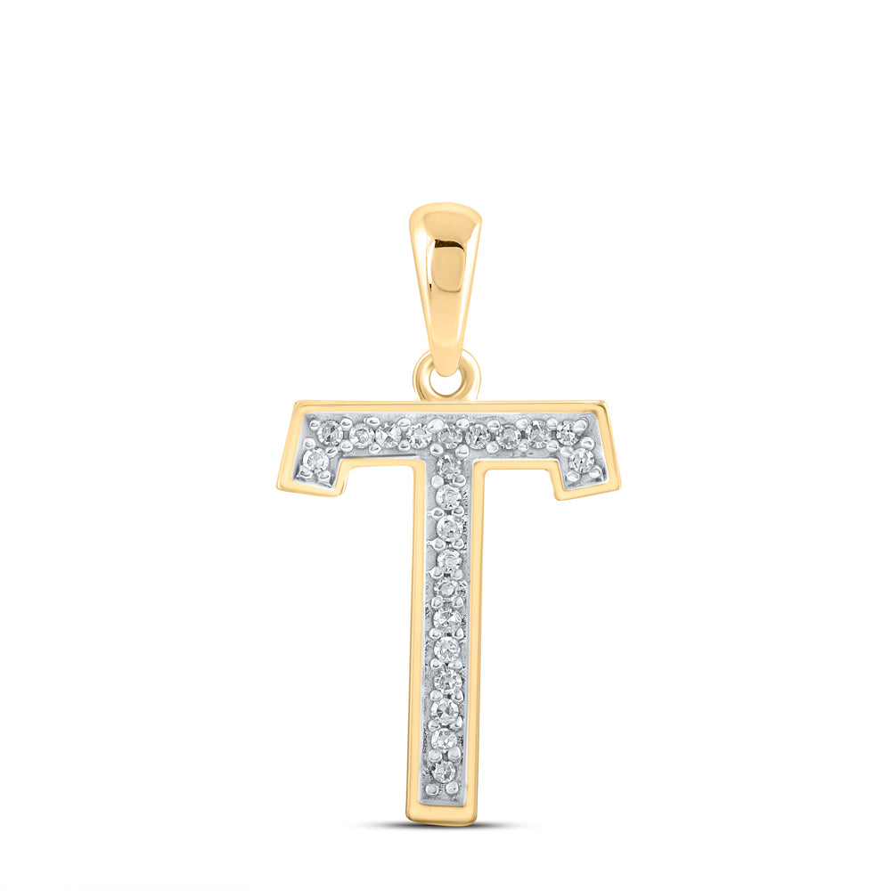 1/20CTW-DIA P1P2 LADIES INITIAL "T" PENDANT