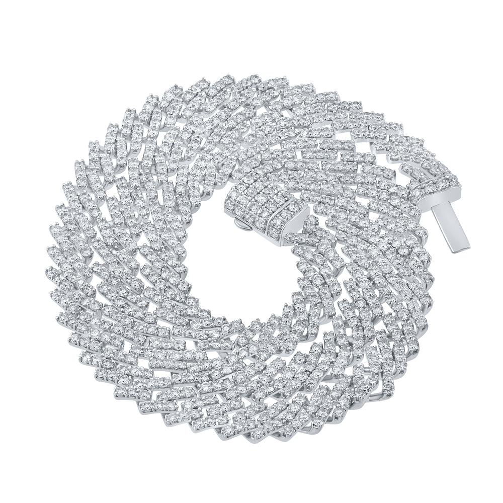 10K White Gold 18 3/4 CTW-Natural Diamond (8.40MM) Straight Cuban Mens Chain (20 Inch ) 53.26 Gram