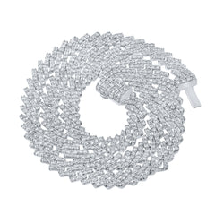 10K White Gold 18 3/4 CTW-Natural Diamond (8.40MM) Straight Cuban Mens Chain (20 Inch ) 53.26 Gram