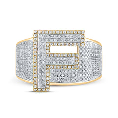 1CTW-DIA P1P2 INITIAL "F" MENS RING