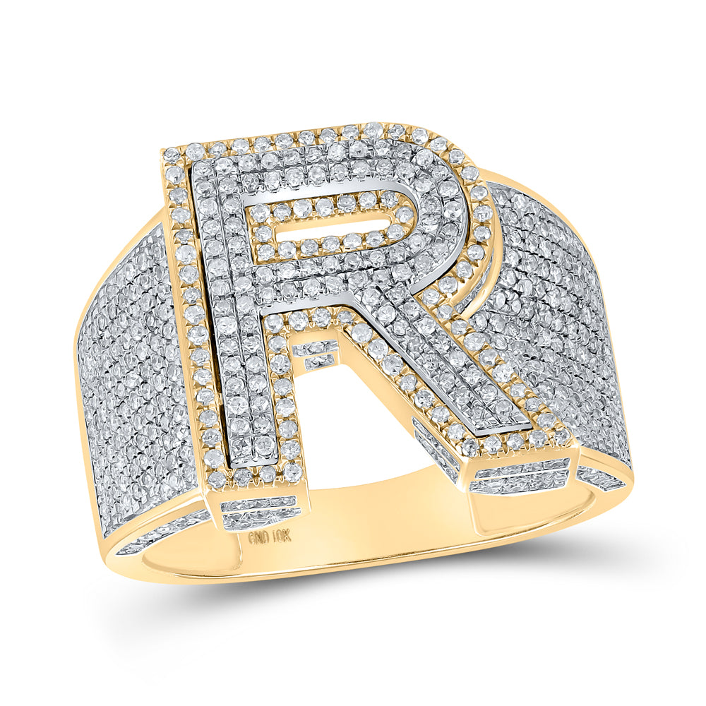 1 1/4CTW-DIA P1P2 INITIAL "R" MENS RING