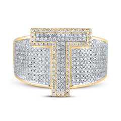 1 1/5CTW-DIA P1P2 INITIAL "T" MENS RING