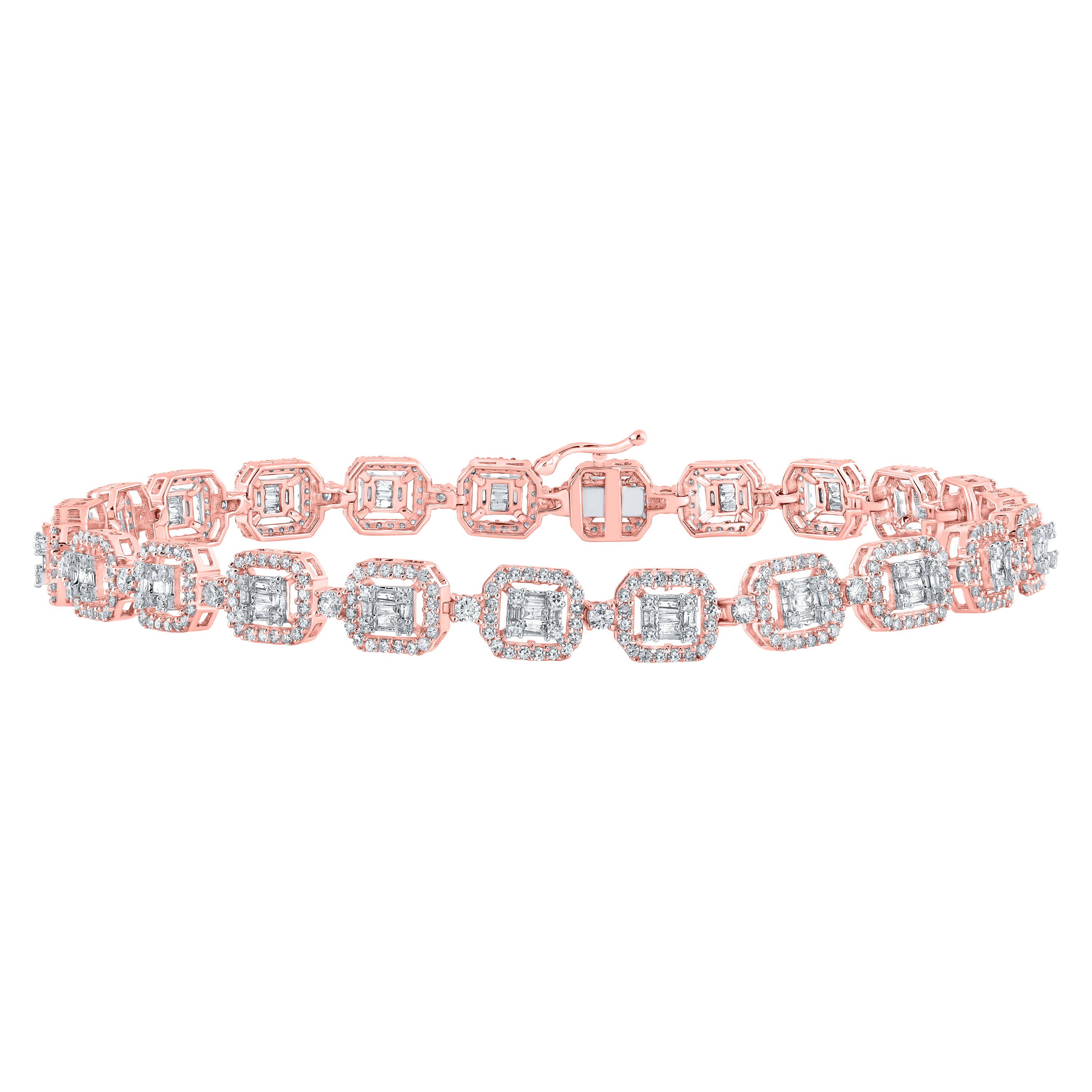 4CTW-DIA NK SQUARE BAGUETTE MENS BRACELET (8 INCH)