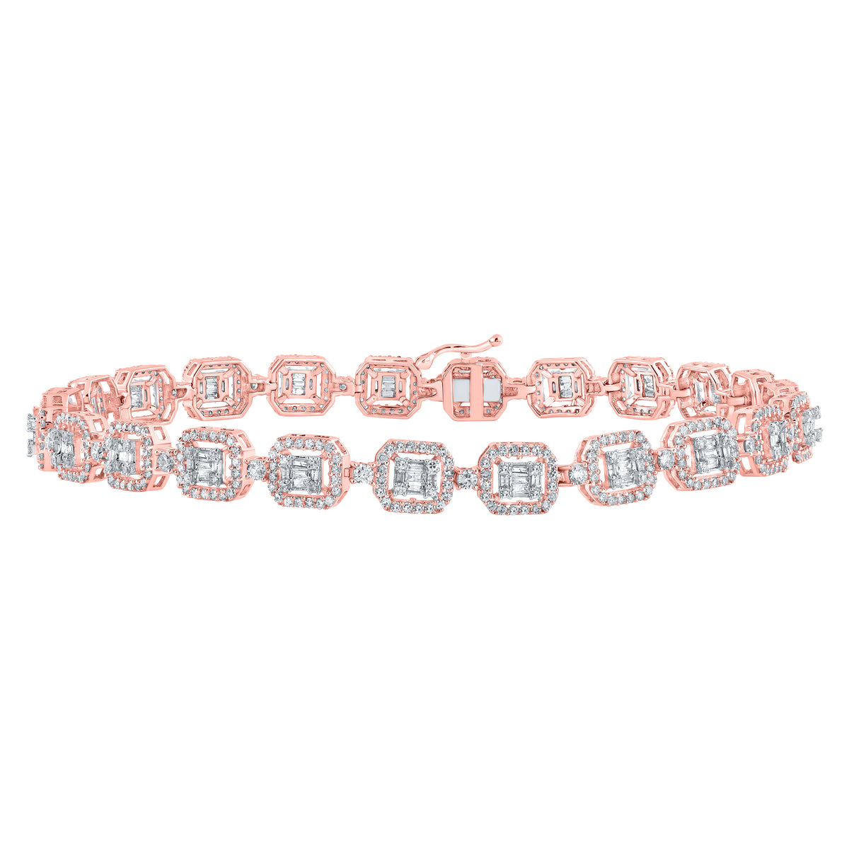 4CTW-DIA NK SQUARE BAGUETTE MENS BRACELET (8 INCH)