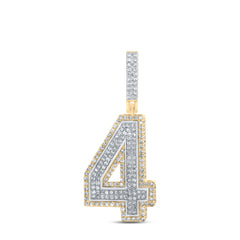 10K Two-Tone Gold 1 1/4 CTW-Natural Diamond Number "4" Mens Charm 5.42 Gram
