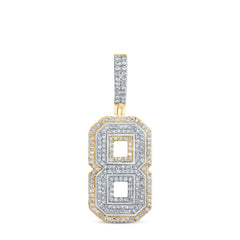 10K Two-Tone Gold 1 3/8 CTW-Natural Diamond Number "8" Mens Charm 6.32 Gram