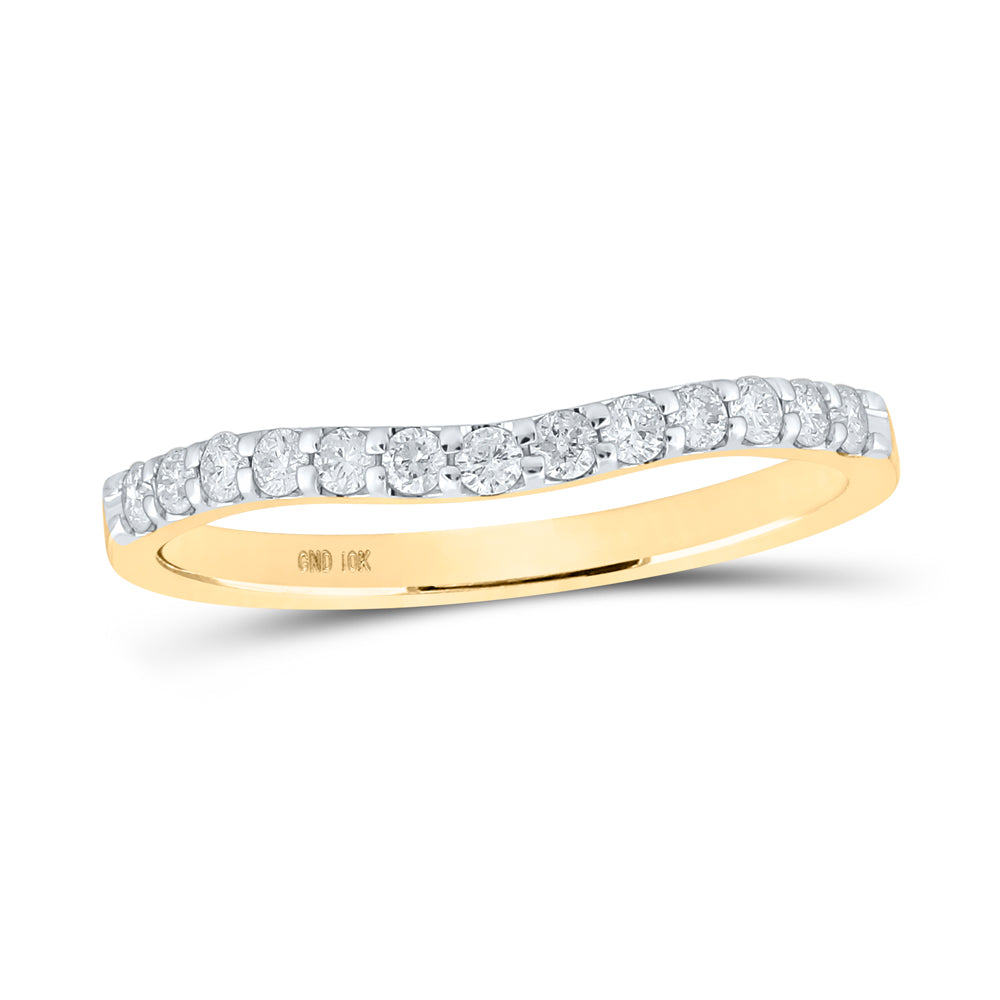 10K Yellow Gold 1/4 CTW-Natural Diamond Am Machine Set Band 1.37 Gram