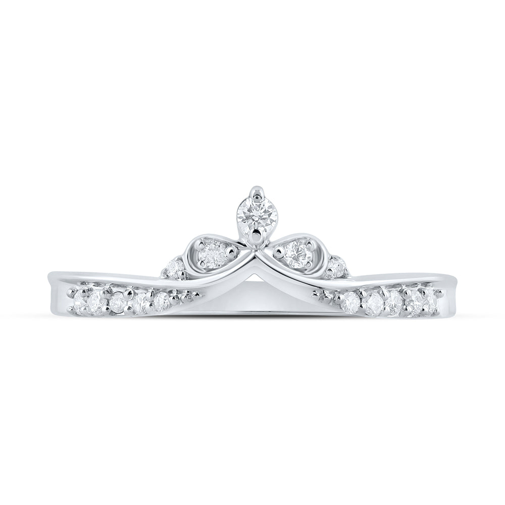 10K White Gold 1/8 CTW-Natural Diamond Chevron Band 1.68 Gram