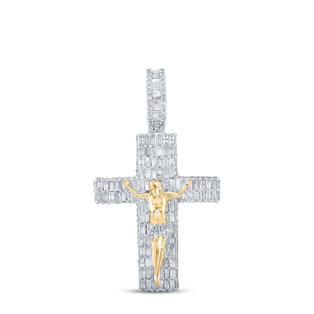 3 7/8CTW-DIA NK JESUS MENS CHARM