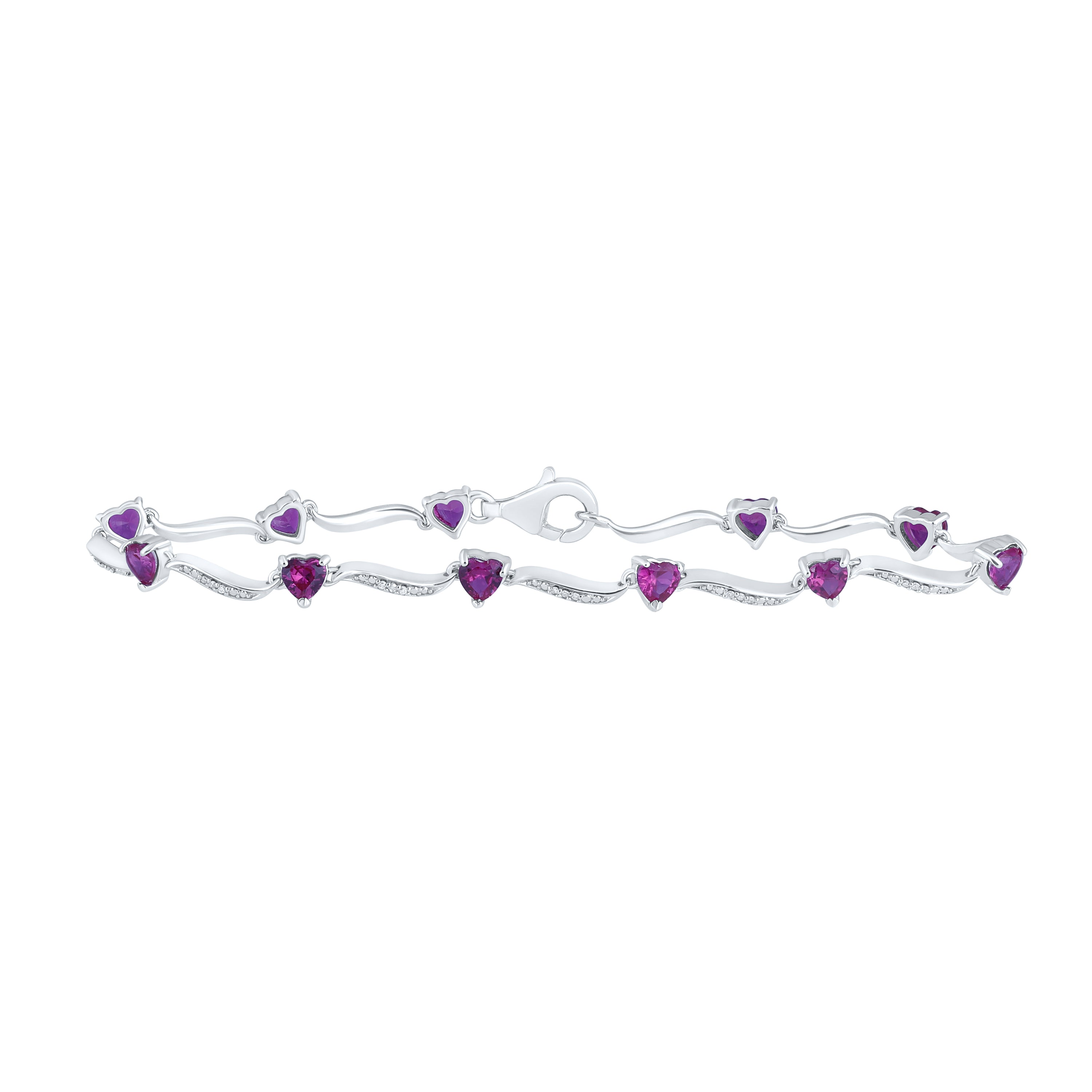 1/10CTW-DIA 3 7/8CT-RUBY SYNTHETIC GEMSTONE BRACELET