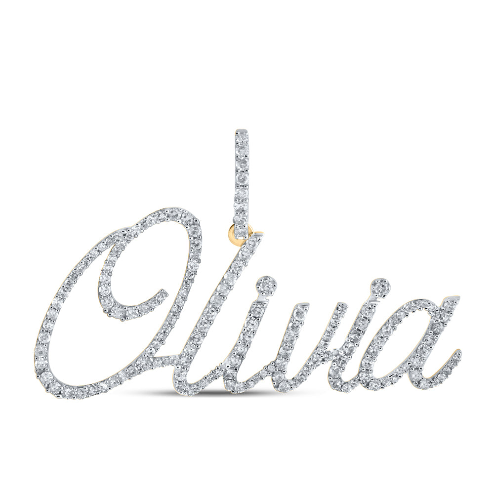 10K Yellow Gold 7/8 CTW-Natural Diamond "Olivia" Initial Pendant 2.82 Gram