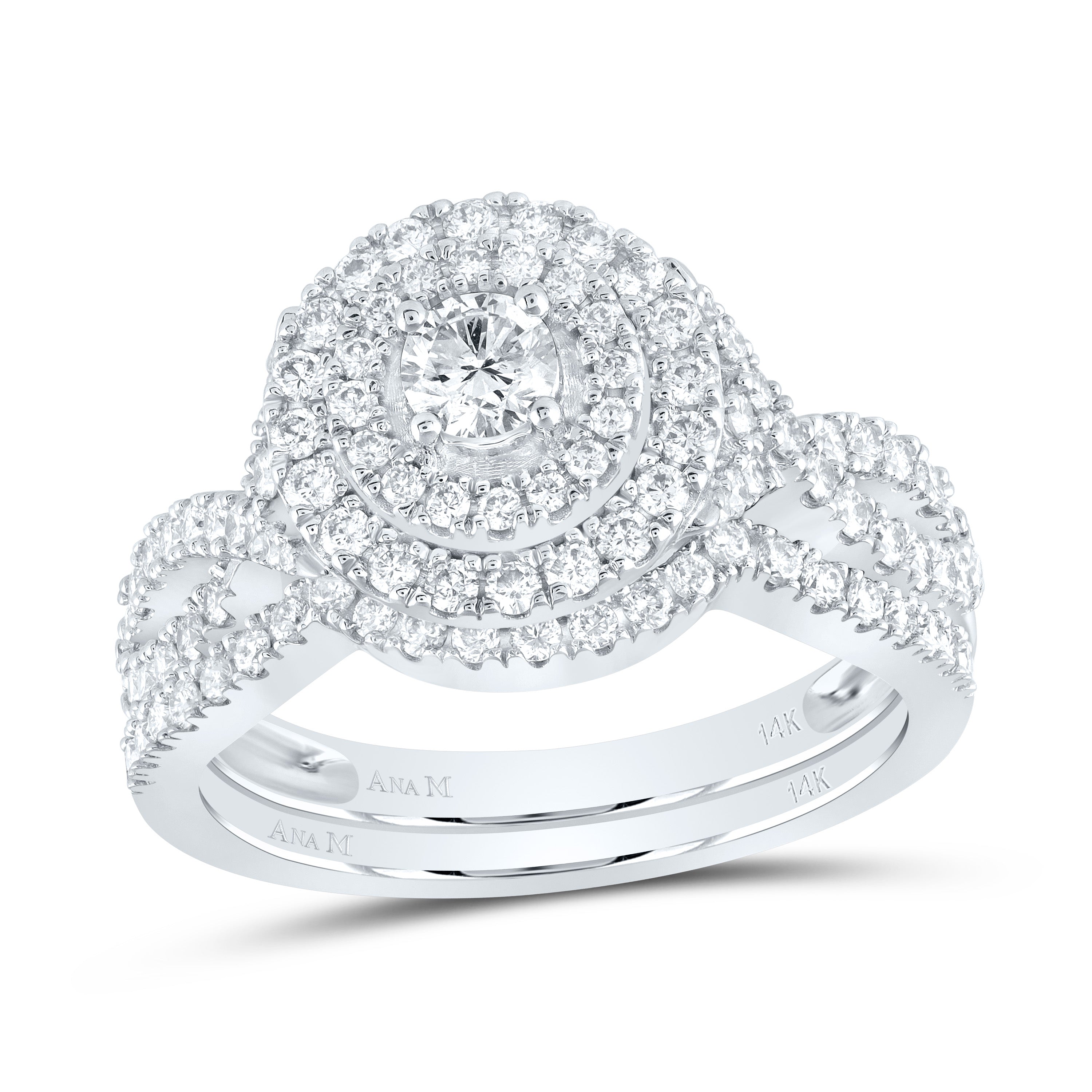 1CTW-DIA ANA M 1/5CT-CRD DOUBLE HALO BRIDAL SET RING