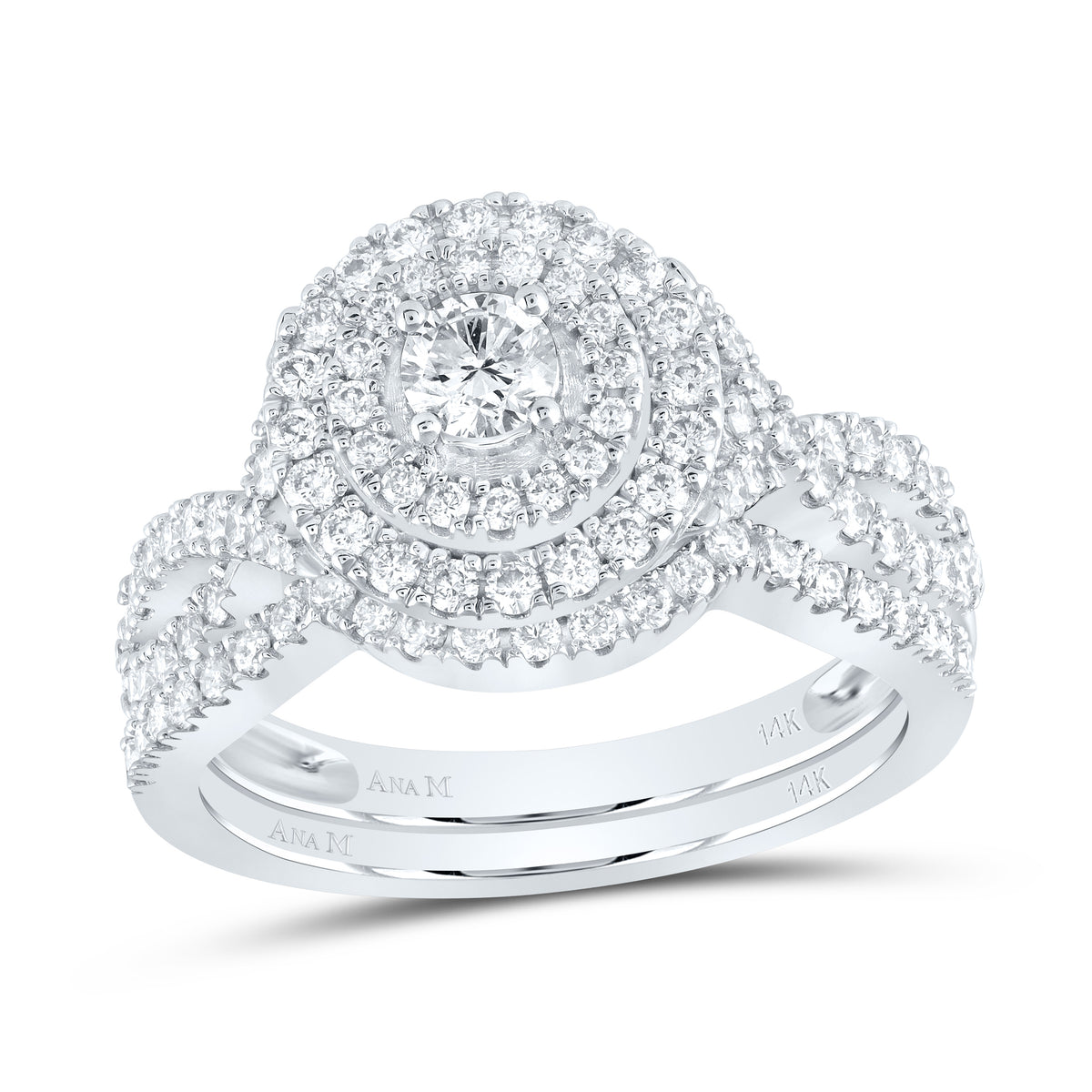 1CTW-DIA ANA M 1/5CT-CRD DOUBLE HALO BRIDAL SET RING