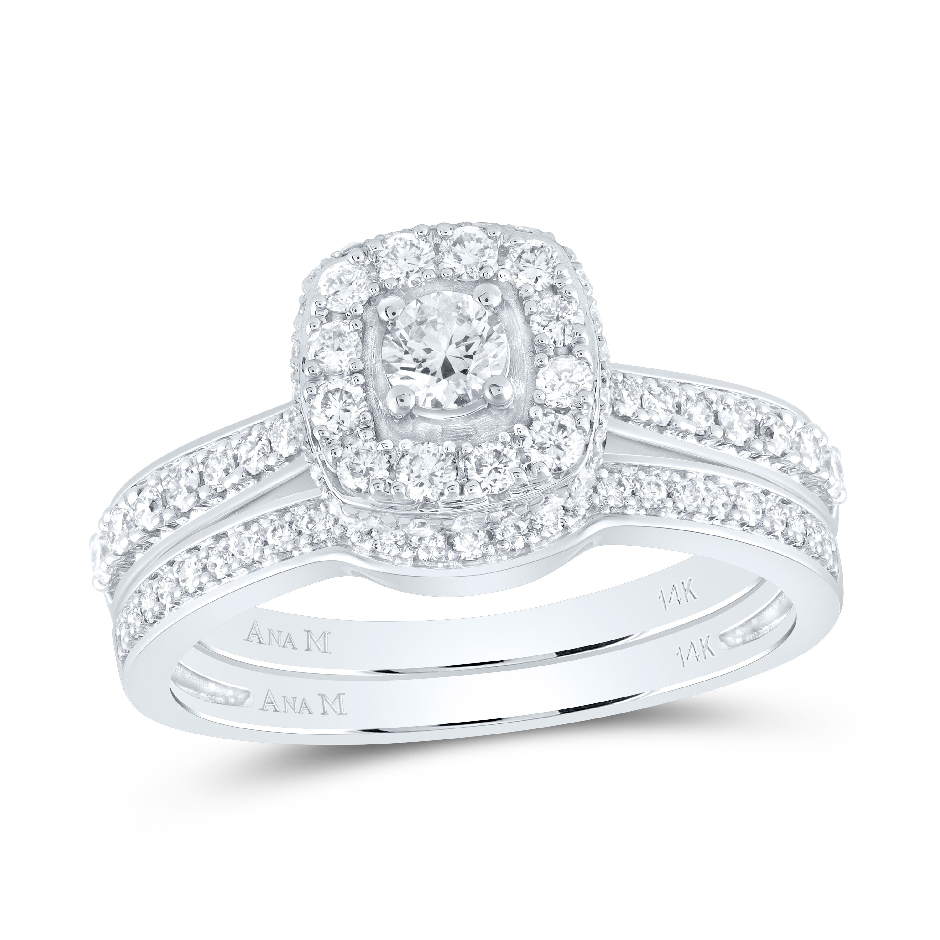 7/8CTW-DIA ANA M 1/5CT-CRD SINGLE HALO BRIDAL SET RING