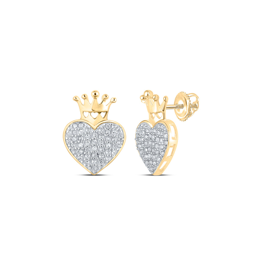 1/5CTW-DIA P1P2 CROWN HEART EARRING