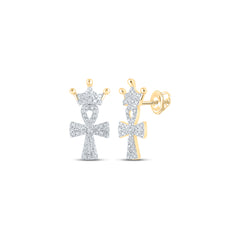 1/4CTW-DIA P1P2 CROWN CROSS EARRING