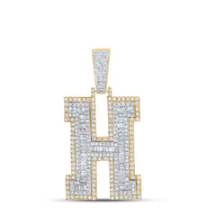 2CTW-DIA CN MENS INITIAL "H" PENDANT