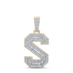 1 3/4CTW-DIA CN MENS INITIAL "S" PENDANT
