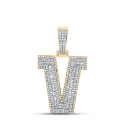 2 CTW-DIA CN MENS INITIAL "V" PENDANT