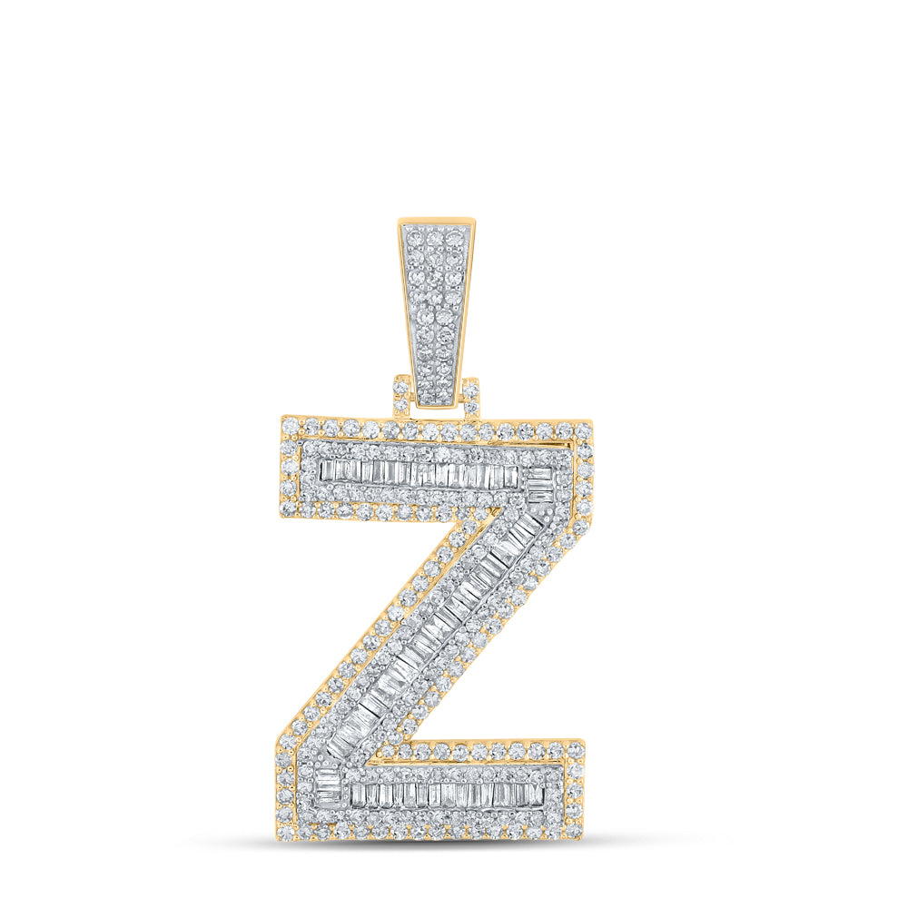 10K Two-Tone Gold 1 7/8 CTW-Natural Diamond Mens Initial "Z" Pendant 10.65 Gram