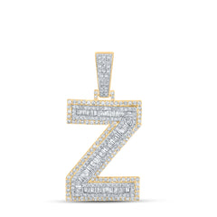 10K Two-Tone Gold 1 7/8 CTW-Natural Diamond Mens Initial "Z" Pendant 10.65 Gram