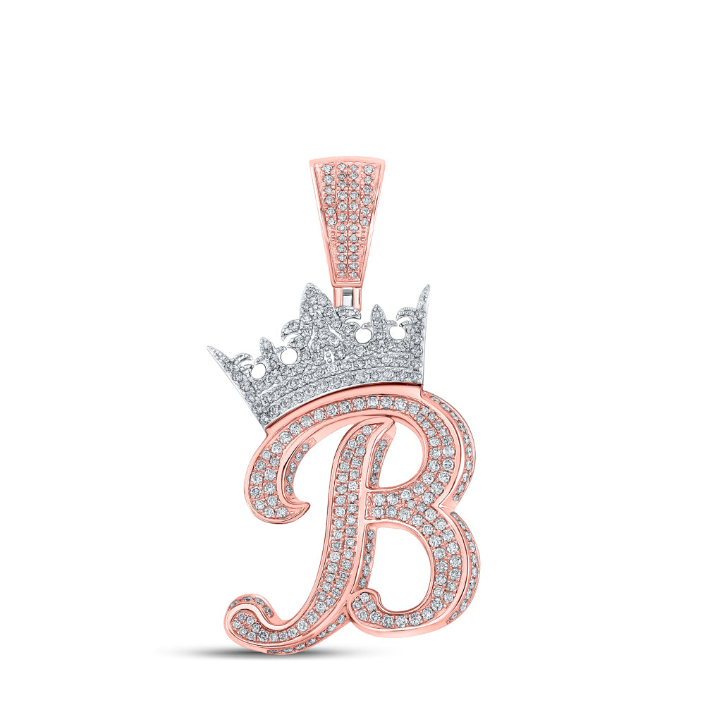 1 1/2CTW-DIA ANA M CROWN INITIAL "B" MENS PENDANT