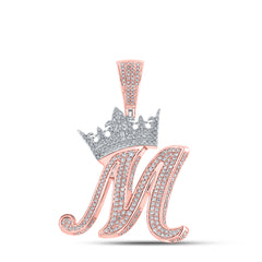1 3/4CTW-DIA ANA M CROWN INITIAL "M" MENS PENDANT