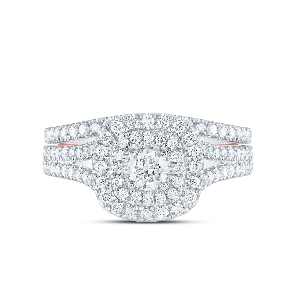 1CTW-DIA ANA M 1/5CT-CRD DOUBLE HALO BRIDAL SET RING