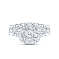 1CTW-DIA ANA M 1/5CT-CRD DOUBLE HALO BRIDAL SET RING