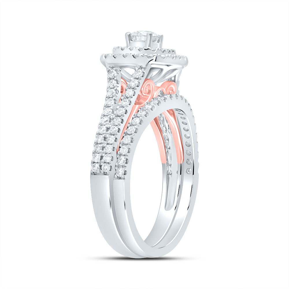 1CTW-DIA ANA M 1/5CT-CRD DOUBLE HALO BRIDAL SET RING