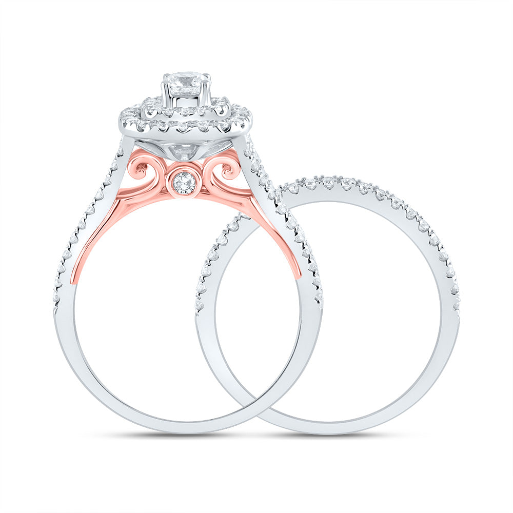 1CTW-DIA ANA M 1/5CT-CRD DOUBLE HALO BRIDAL SET RING