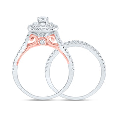 1CTW-DIA ANA M 1/5CT-CRD DOUBLE HALO BRIDAL SET RING