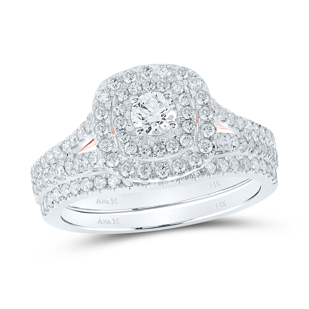 1CTW-DIA ANA M 1/5CT-CRD DOUBLE HALO BRIDAL SET RING