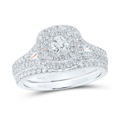 1CTW-DIA ANA M 1/5CT-CRD DOUBLE HALO BRIDAL SET RING