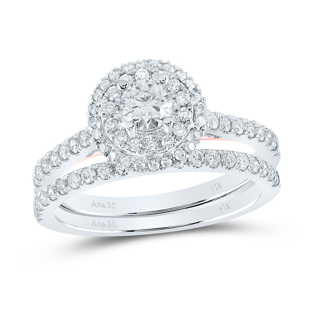 1CTW-DIA ANA M 1/3CT-CRD DOUBLE HALO BRIDAL SET RING