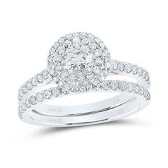 1CTW-DIA ANA M 1/3CT-CRD DOUBLE HALO BRIDAL SET RING