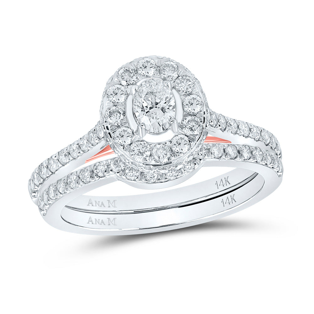 1CTW-DIA ANA M 1/5CT-COVAL SINGLE HALO  BRIDAL SET RING