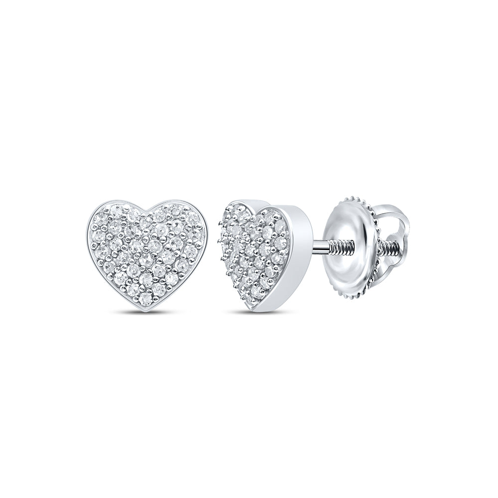 10K White Gold 1/5 CTW-Natural Diamond P1P2 Gift Heart Earring 1.49 Gram