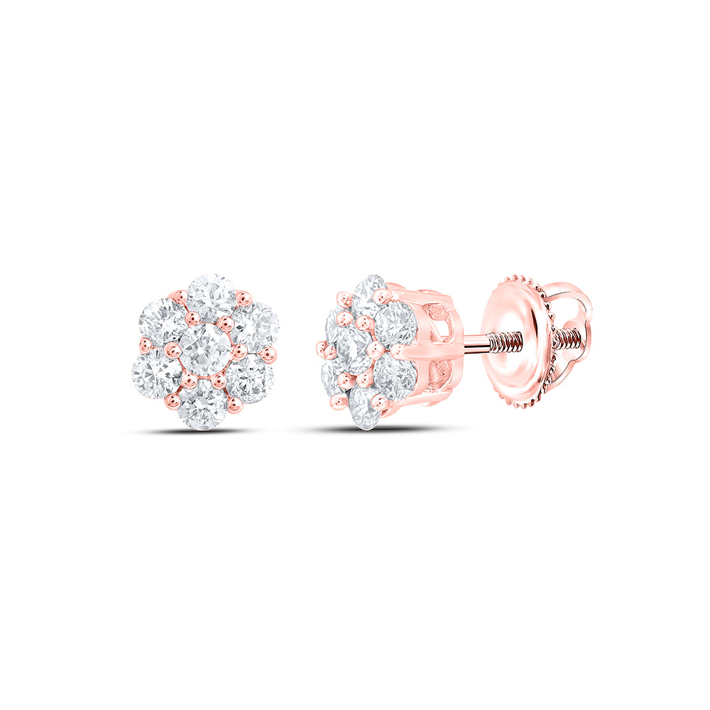 1/3CTW-DIA NK 7 STONE FLOWER EARRING
