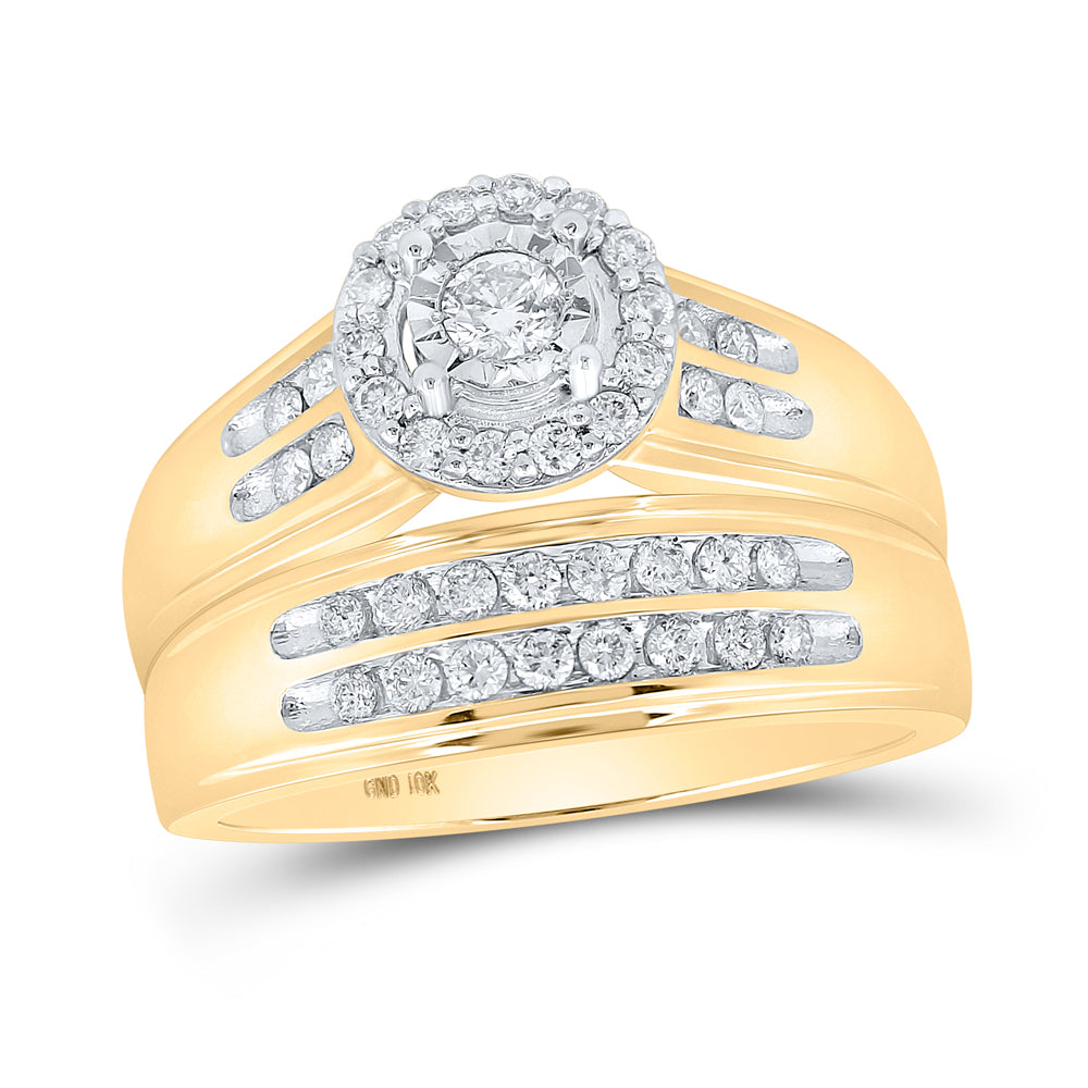 10K Yellow Gold 3/4 CTW-Natural Diamond Round Trio Set 8.15 Gram