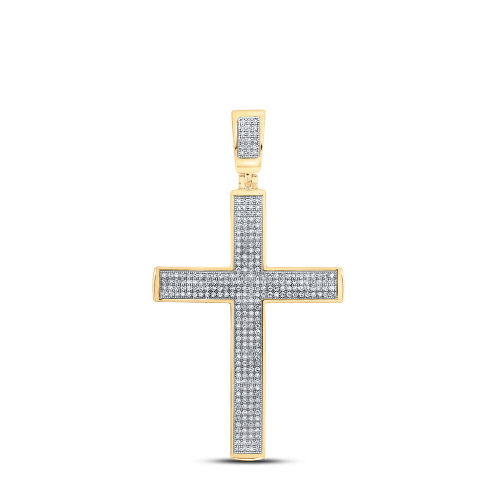 3/4CTW-DIA P1P2 CROSS MENS CHARM